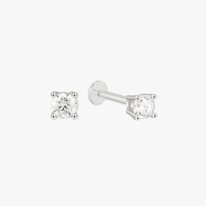 Essential Flat Back Diamond Studs In Silver