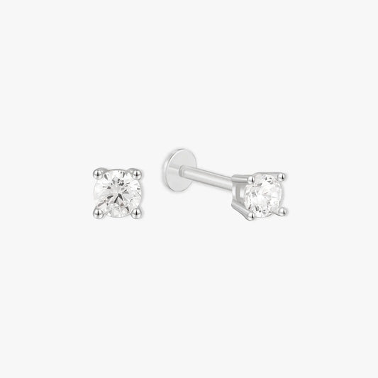 Essential Flat Back Diamond Studs In Silver