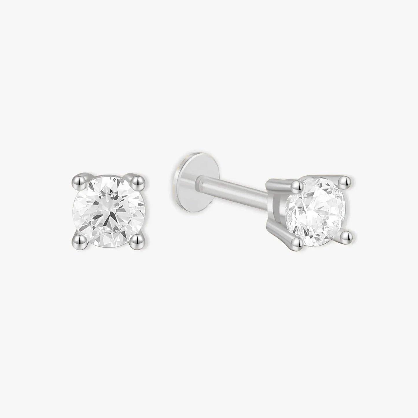 Essential Flat Back Diamond Studs In Silver