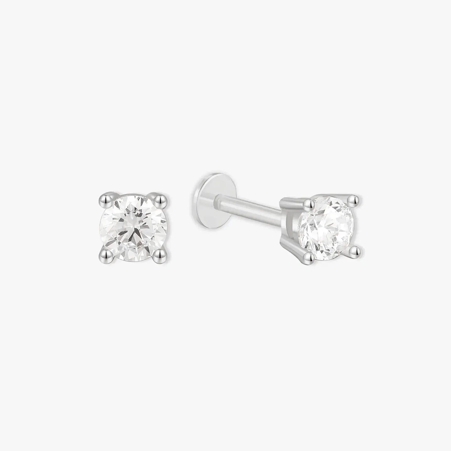 Essential Flat Back Diamond Studs In Silver