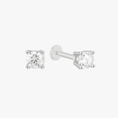 Essential Flat Back Diamond Studs In Silver
