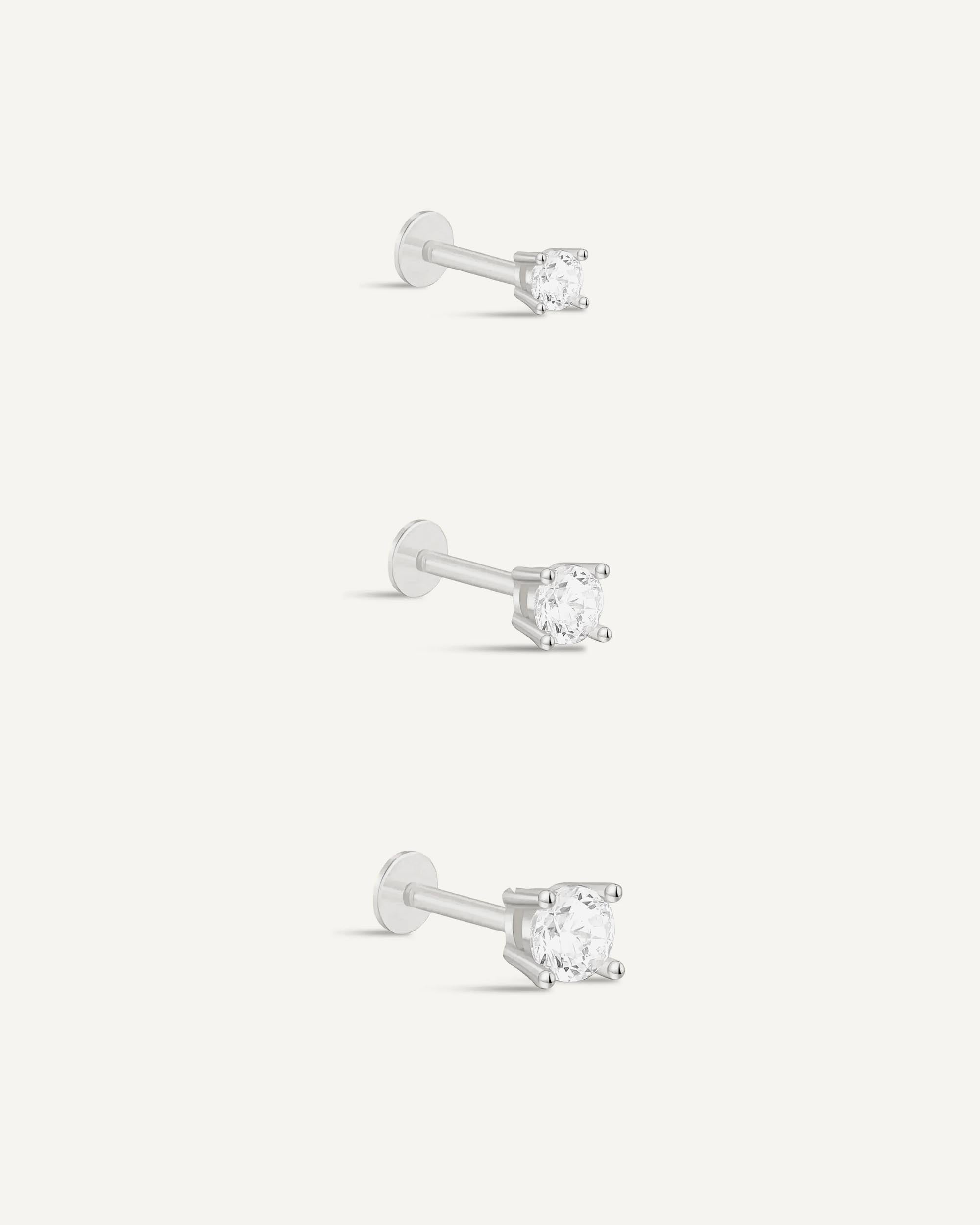 Essential Flat Back Diamond Studs In Silver
