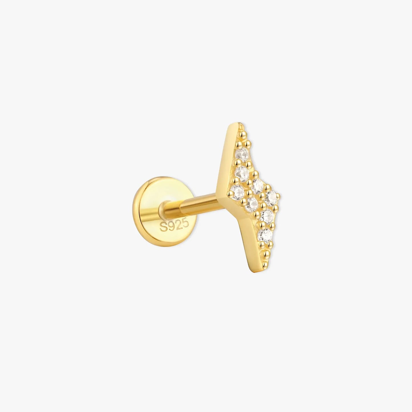Lightning Bolt Threadless Flat Back Studs In Gold
