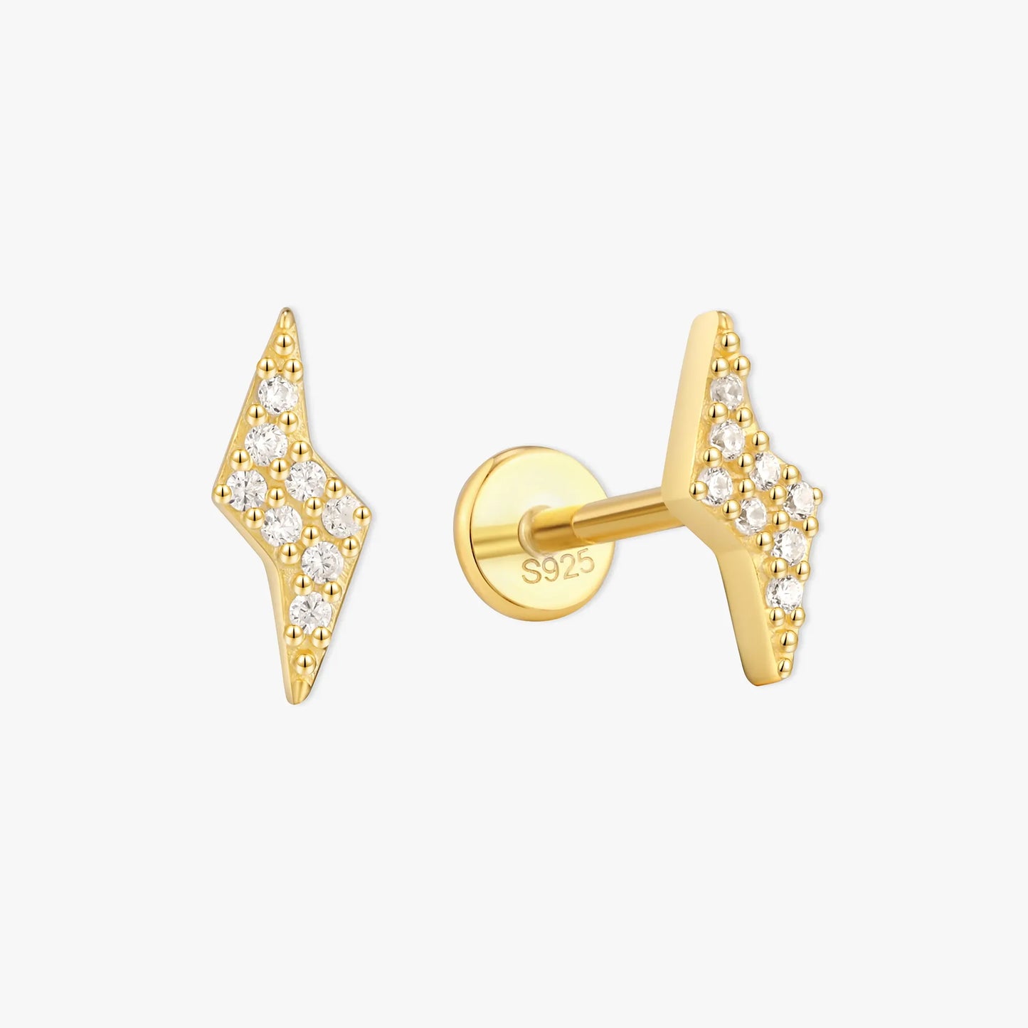 Lighting Bolt Flat Back Studs In Gold