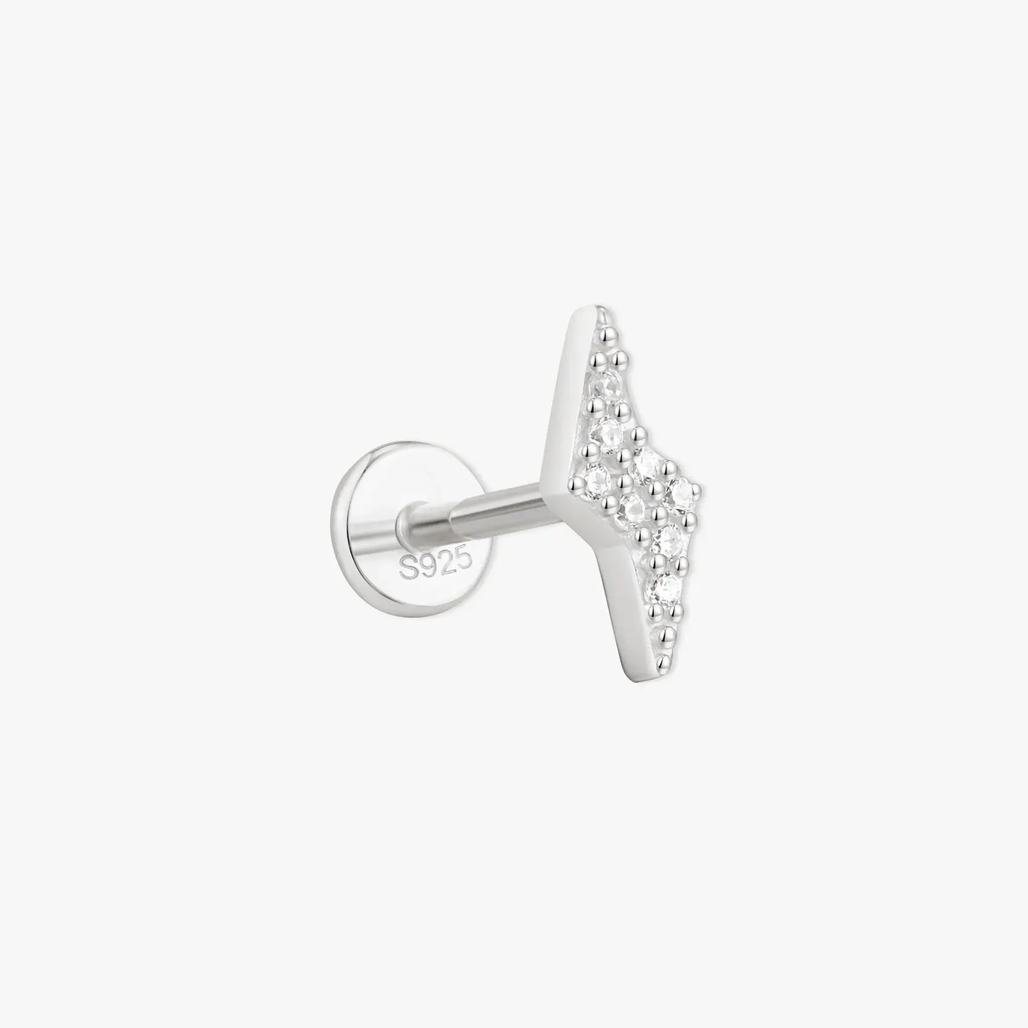 Lighting Bolt Flat Back Studs In Silver
