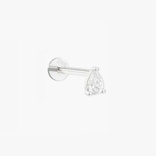 Crystal Teardrop Flatback Studs In Silver