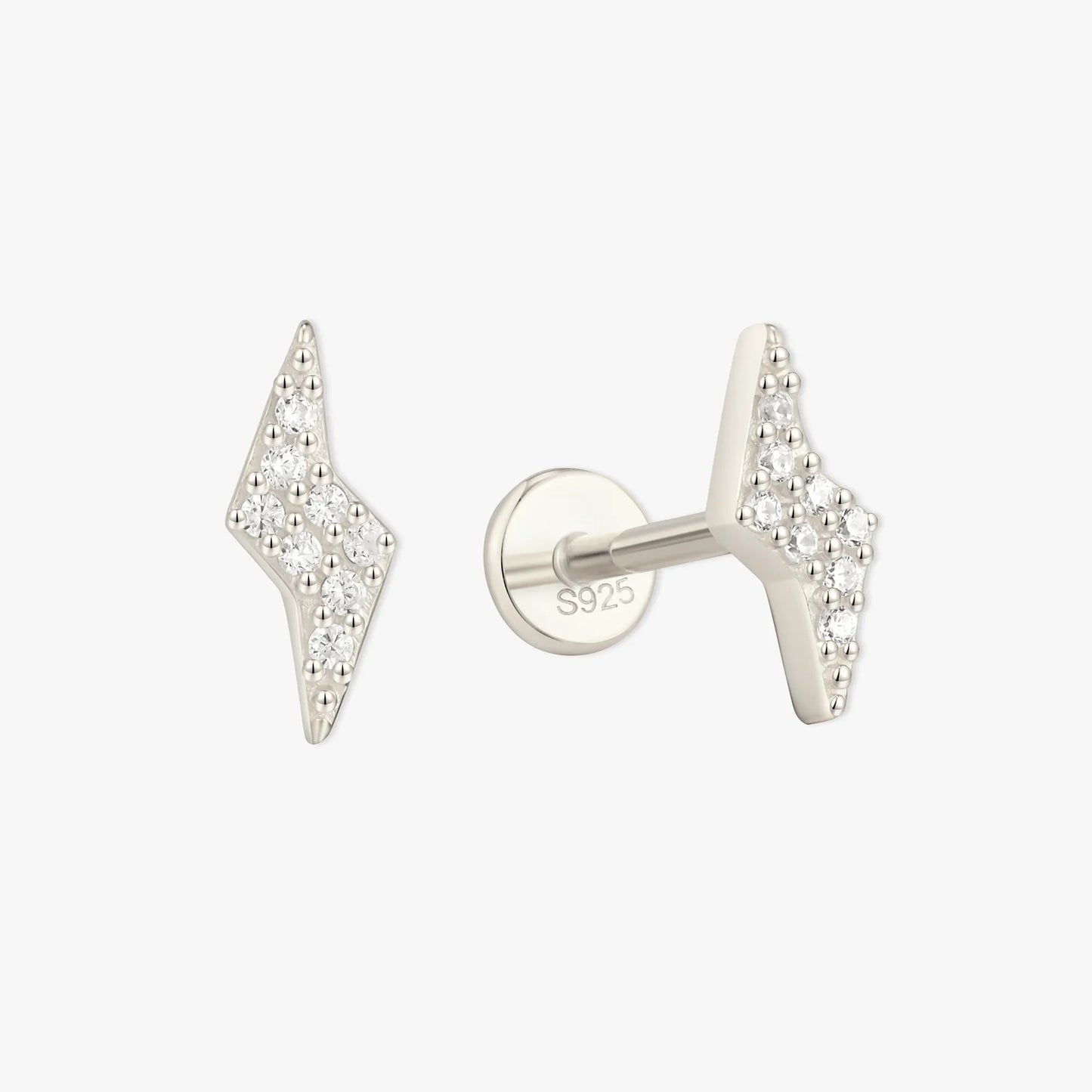 Lighting Bolt Flat Back Studs In Silver
