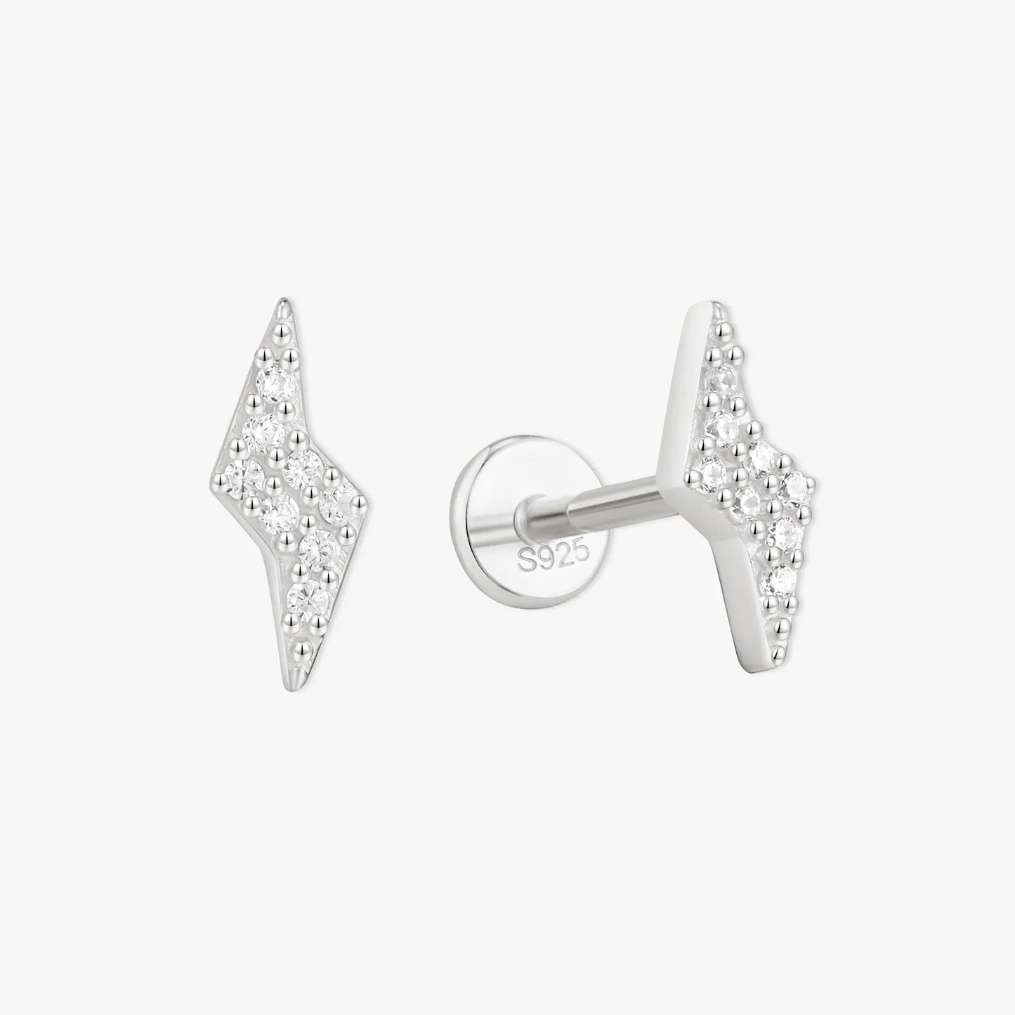 Lighting Bolt Flat Back Studs In Silver