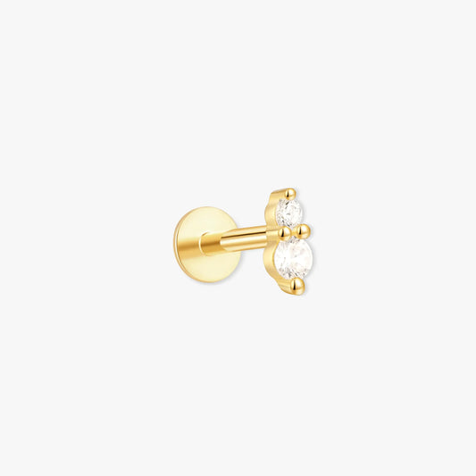 Duo Crystal Helix Flat Back Stud In Gold