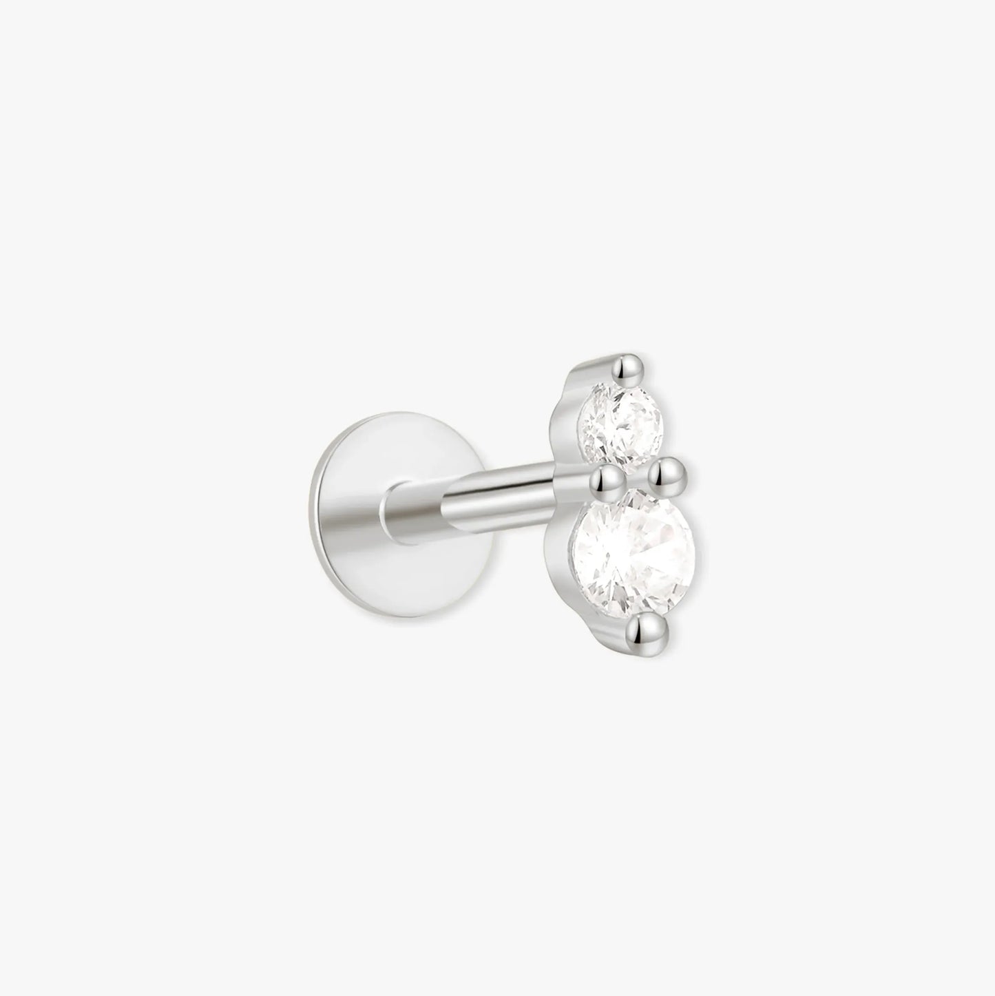 Duo Crystal Flat Back Studs In Silver