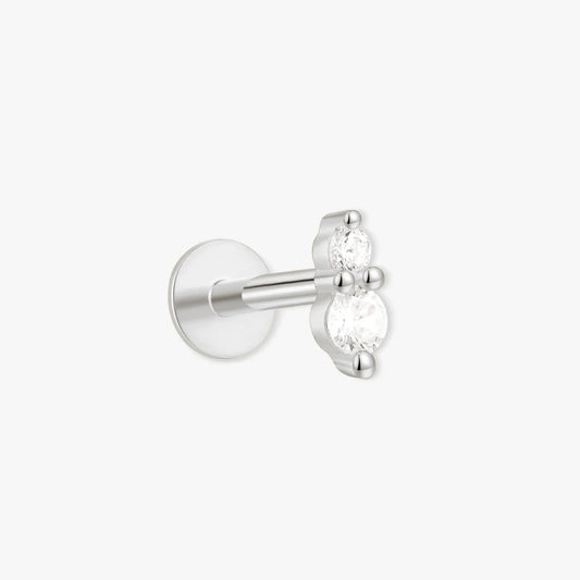 Duo Crystal Helix Flat Back Stud In Silver