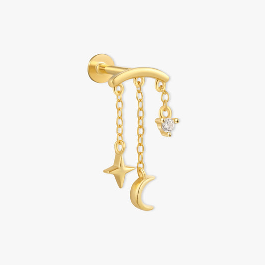 Celestial Chain Flat Back Studs in Gold