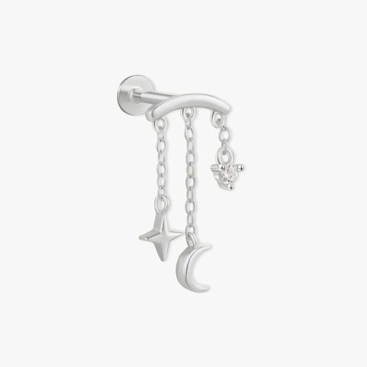 Celestial Chain Flat Back Studs in Silver