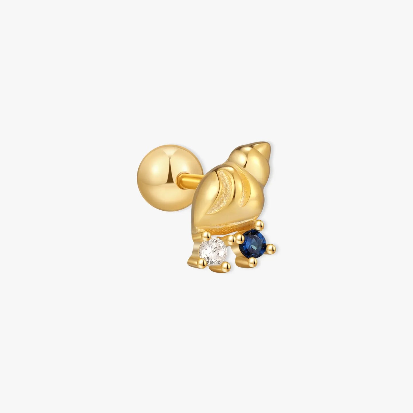 Midnight Seashell Gem Barbell Studs In Gold