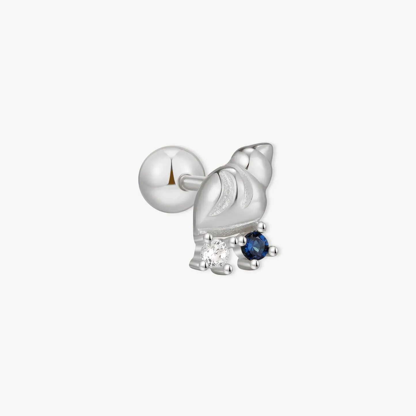 Midnight Seashell Gem Barbell Studs In Silver
