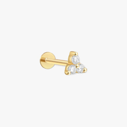 Triple Crystal Flat Back Studs In Gold