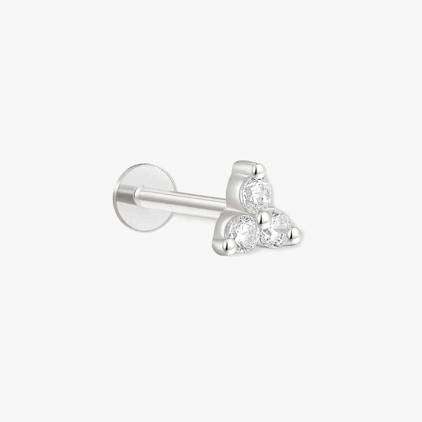 Triple Crystal Flat Back Studs In Silver