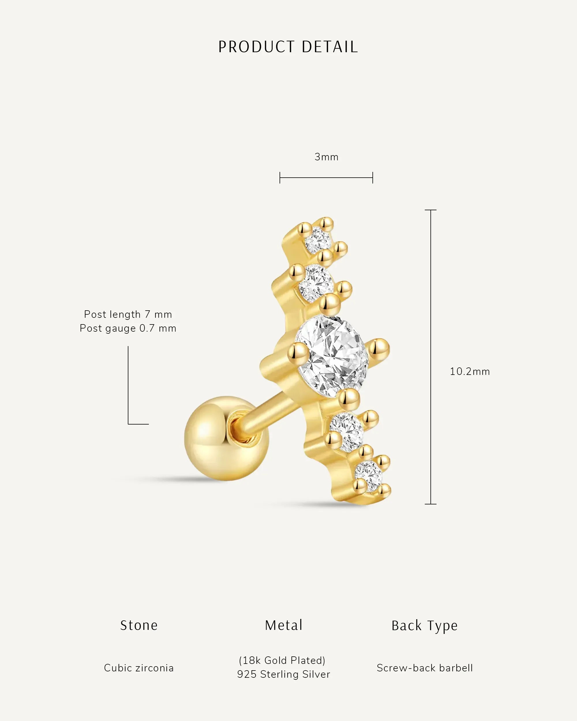 Constellation Climber Barbell Stud In Gold