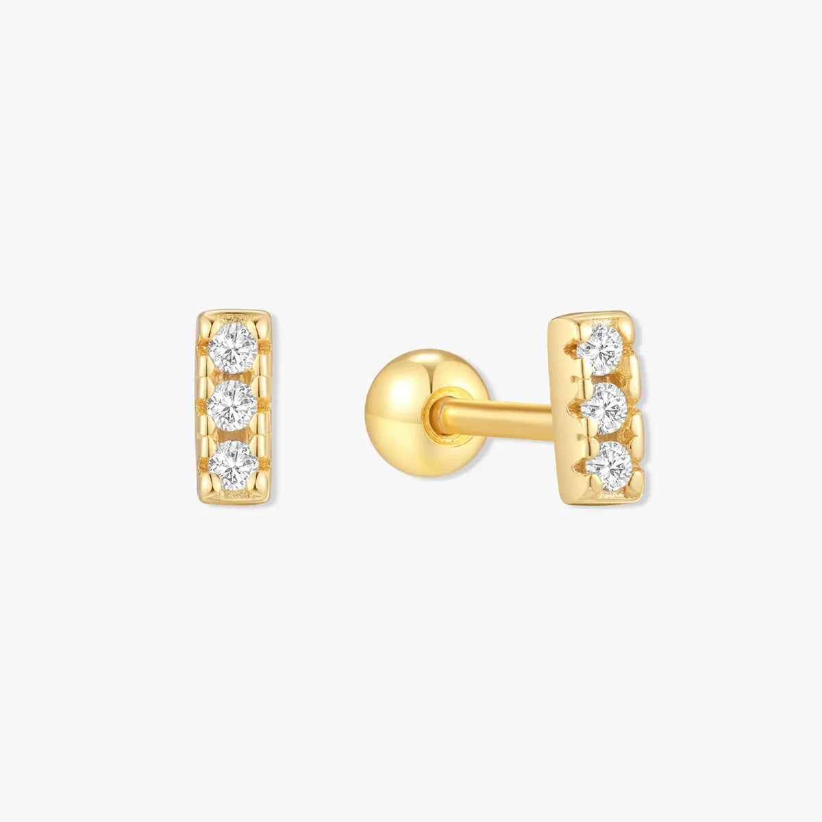 Trio Bar Barbell Studs In Gold