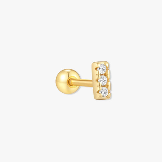 Trio Bar Barbell Helix Stud In Gold
