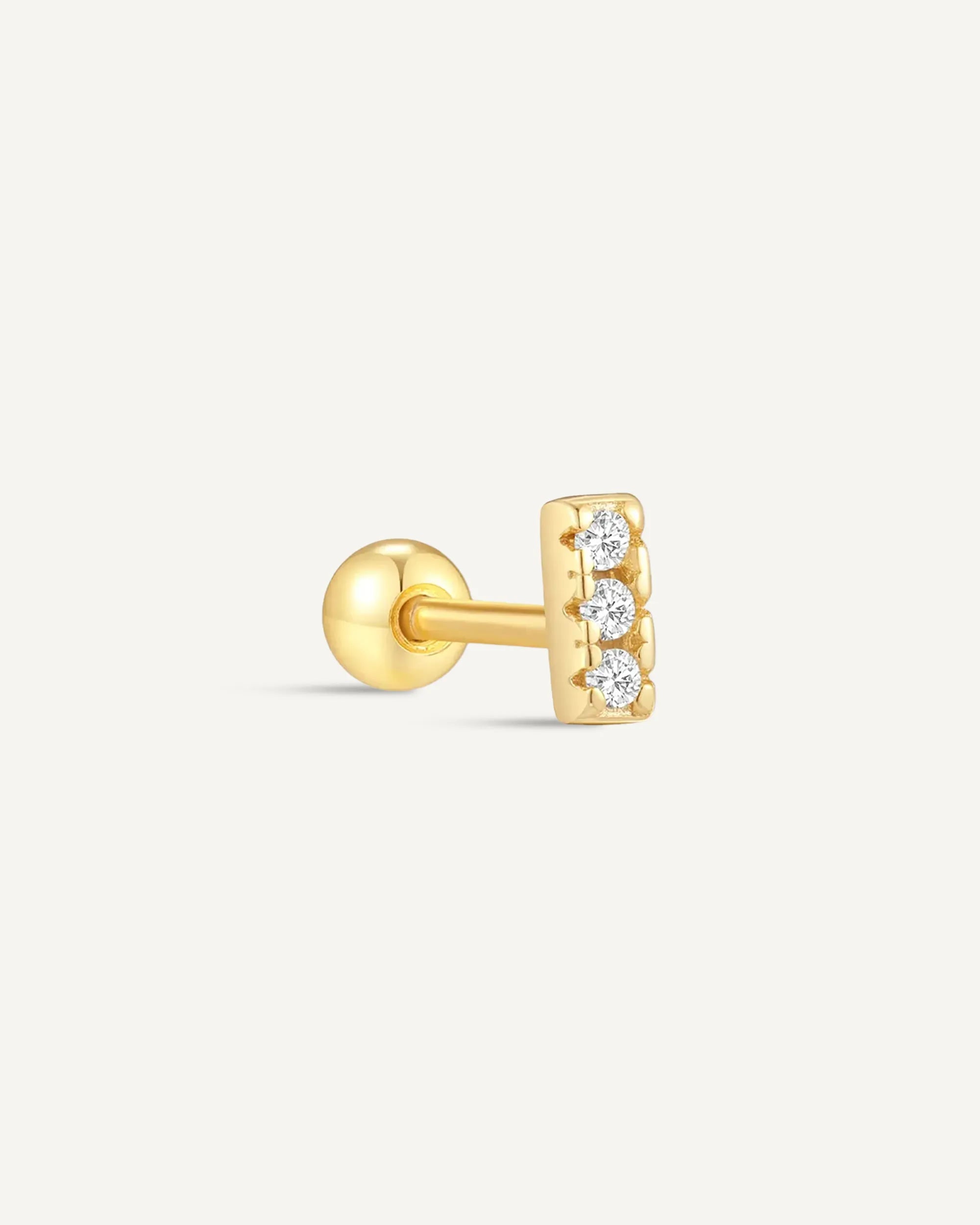 Trio Bar Barbell Helix Stud In Gold