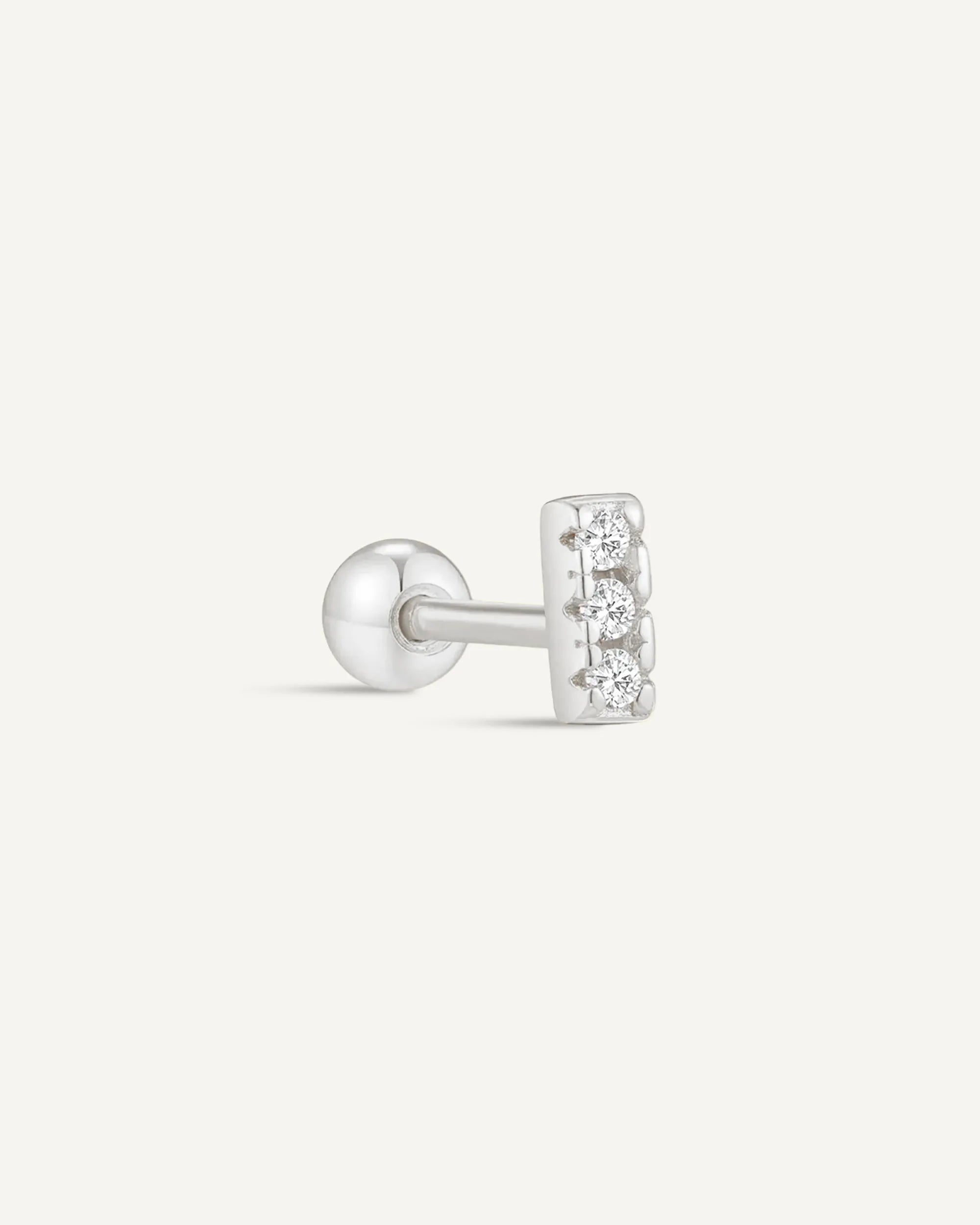 Trio Bar Barbell Helix Stud In Silver
