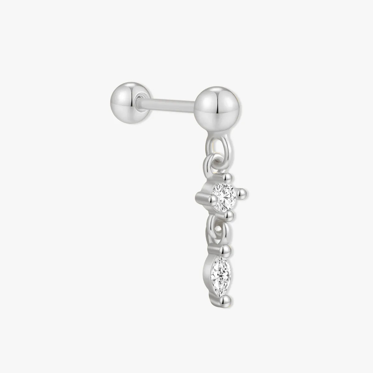 Marquise Dangle Barbell Studs In Silver