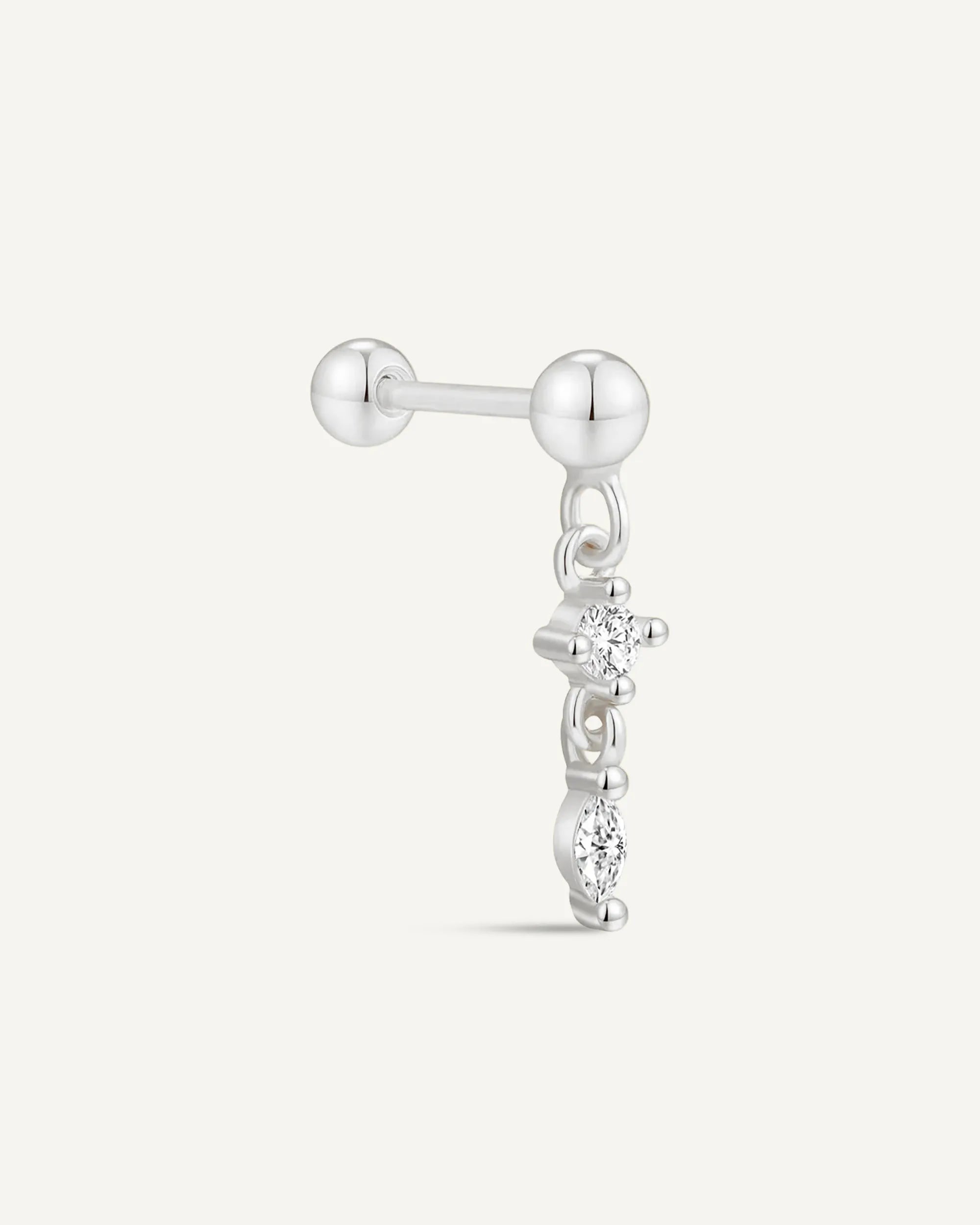 Marquise Dangle Barbell Stud In Silver
