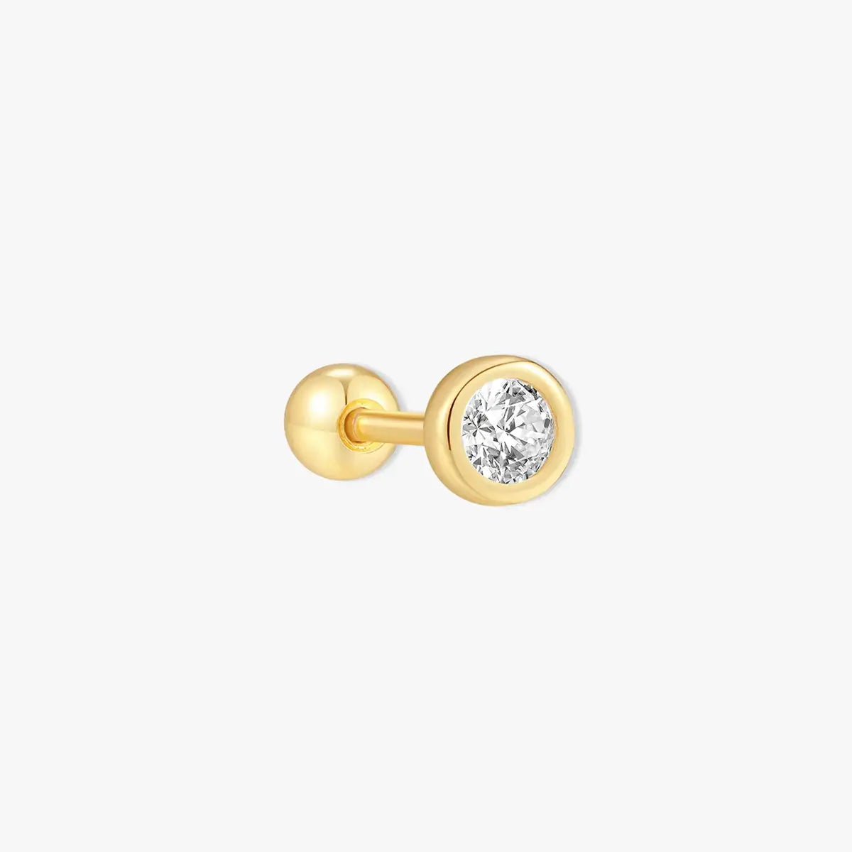 Bezel Solitaire Barbell Studs In Gold
