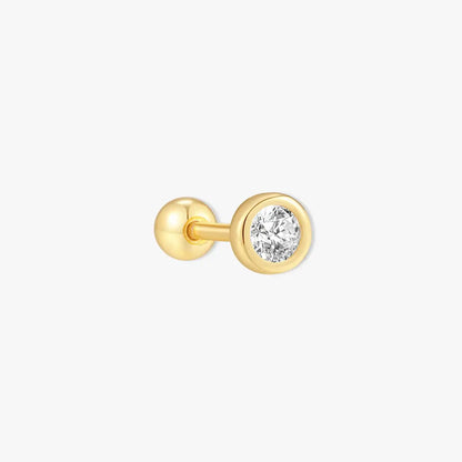 Bezel Solitaire Barbell Studs In Gold