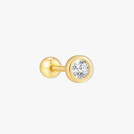 Bezel Solitaire Barbell Helix Stud In Gold