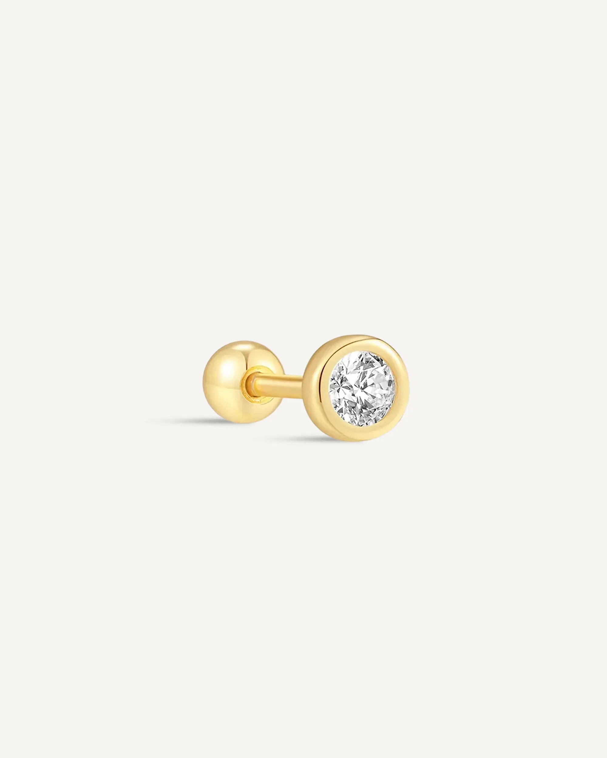 Bezel Solitaire Barbell Studs In Gold