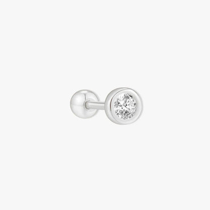 Bezel Solitaire Barbell Studs In Silver