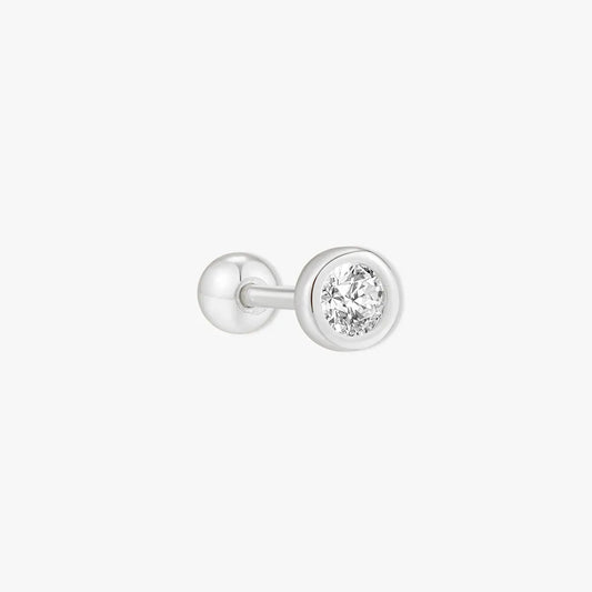 Bezel Solitaire Barbell Helix Stud In Silver