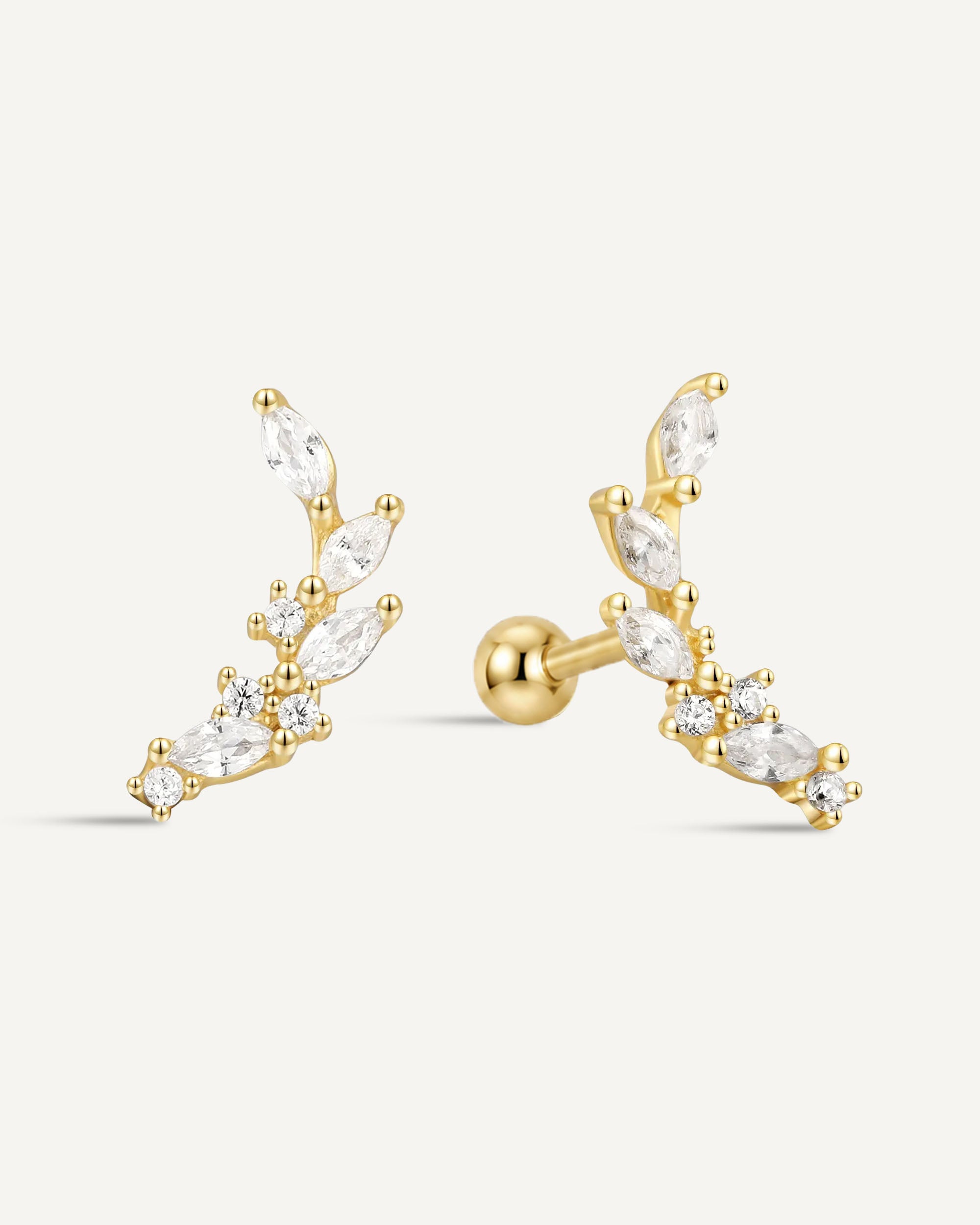 Marquise Barbell Climber barbell Studs In Gold