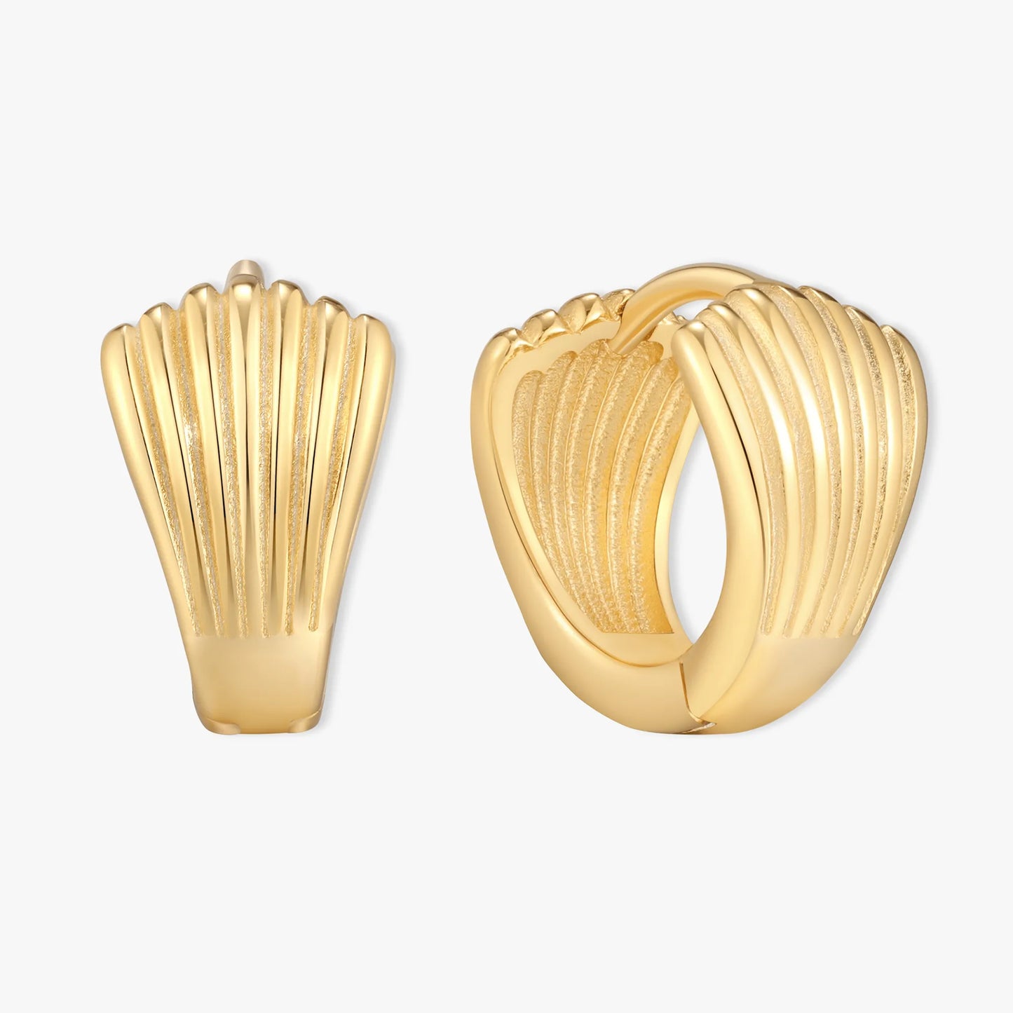 Shell Huggie Hoops In Gold | LÉA Jewels