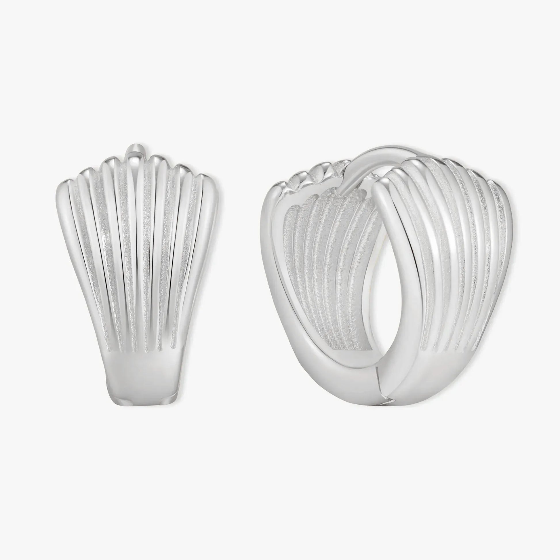 Shell Huggie Hoops In Silver | LÉA Jewels