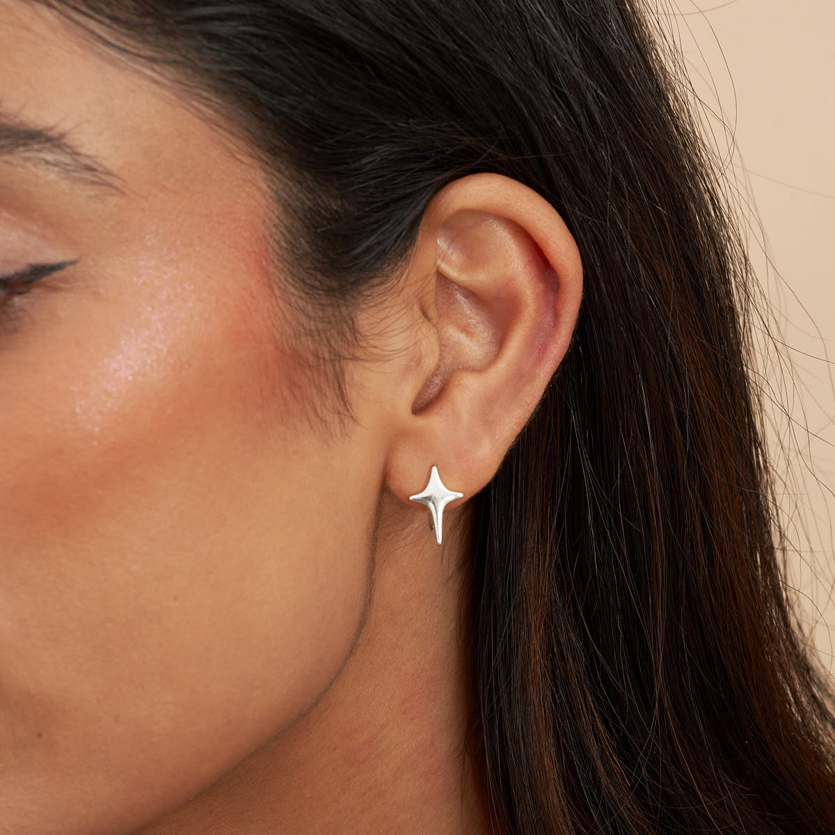 Sparkle Star Hoops in Silver