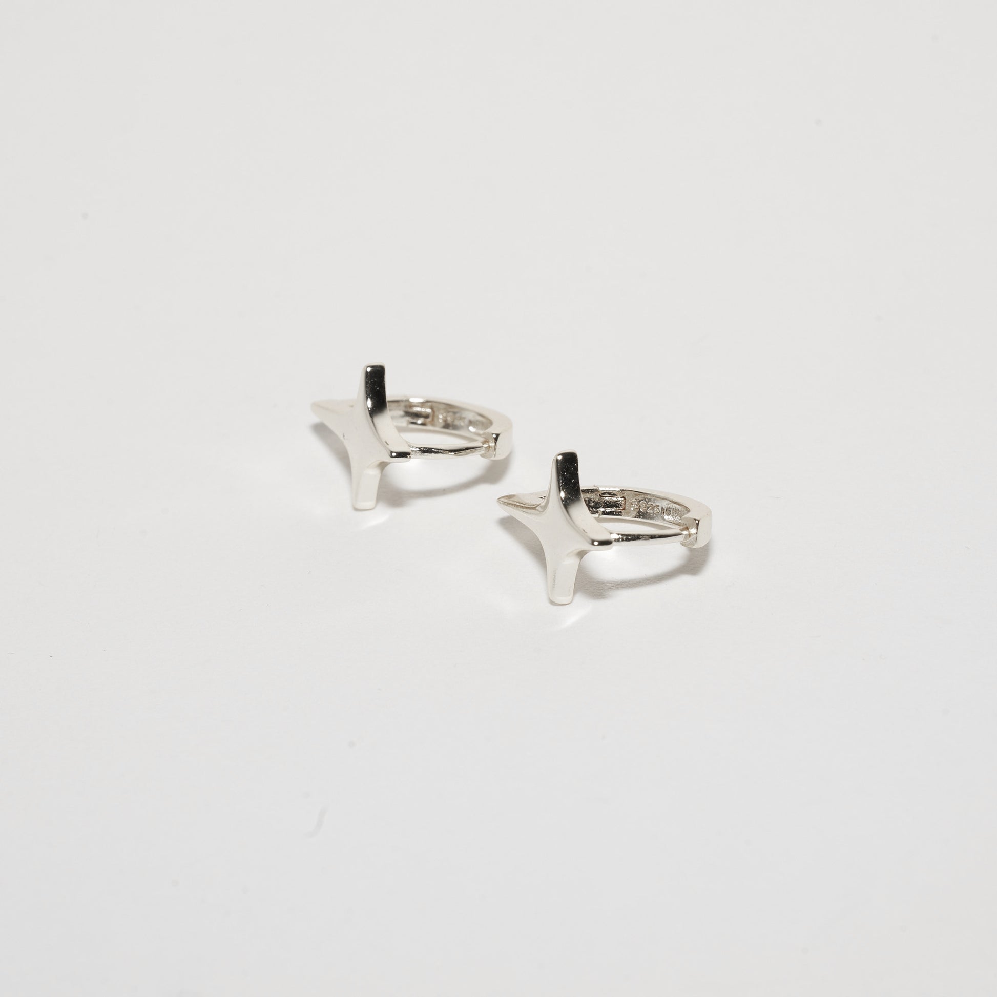 Sparkle Star Hoops in Silver