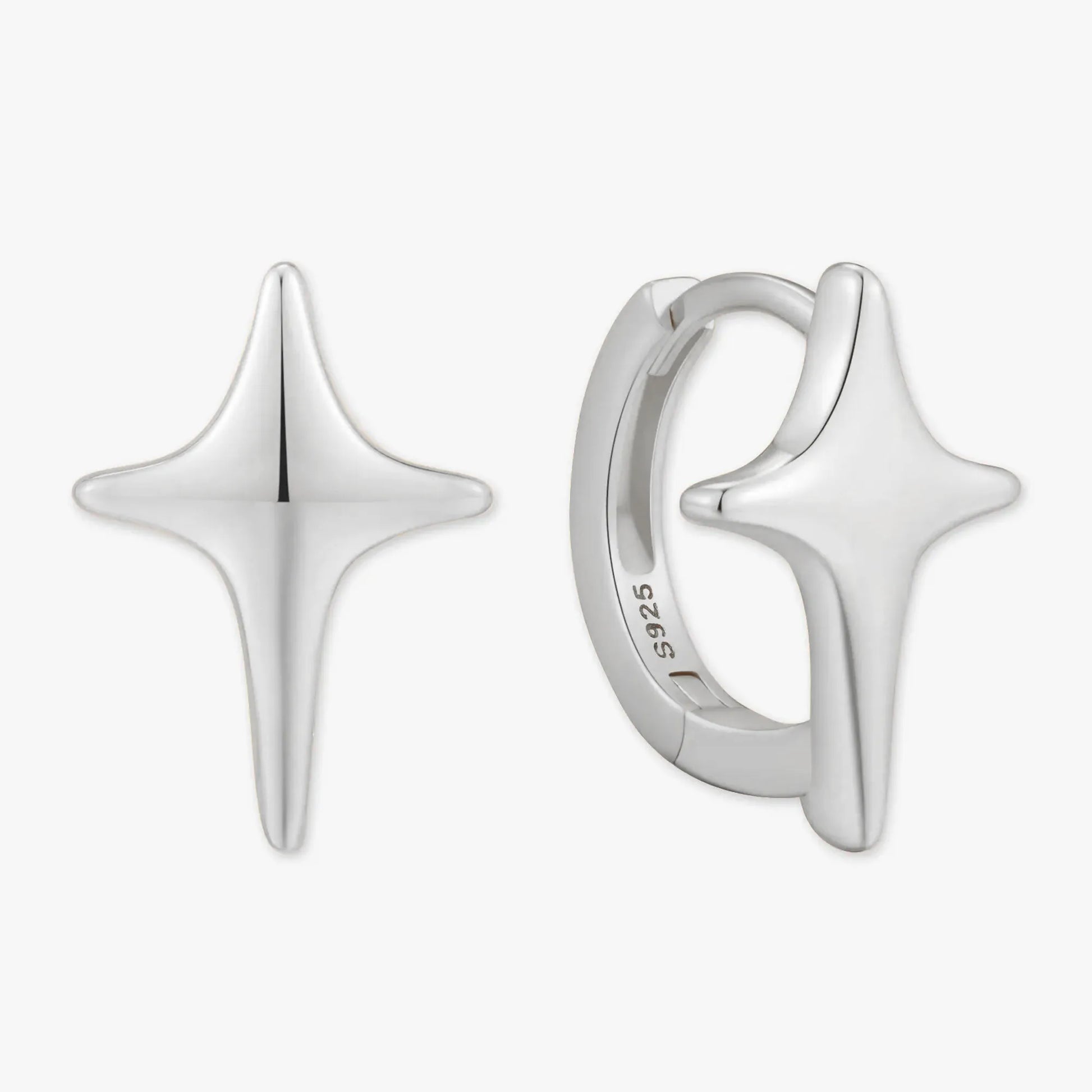 Sparkle Star Hoops in Silver