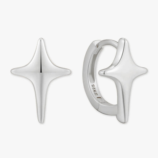 Sparkle Star Hoops in Silver