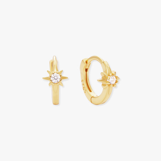 Starburst Huggie Hoops In Gold