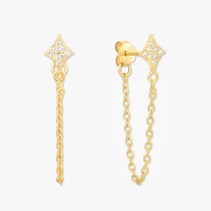 Starburst Chain Stud Earrings In Gold