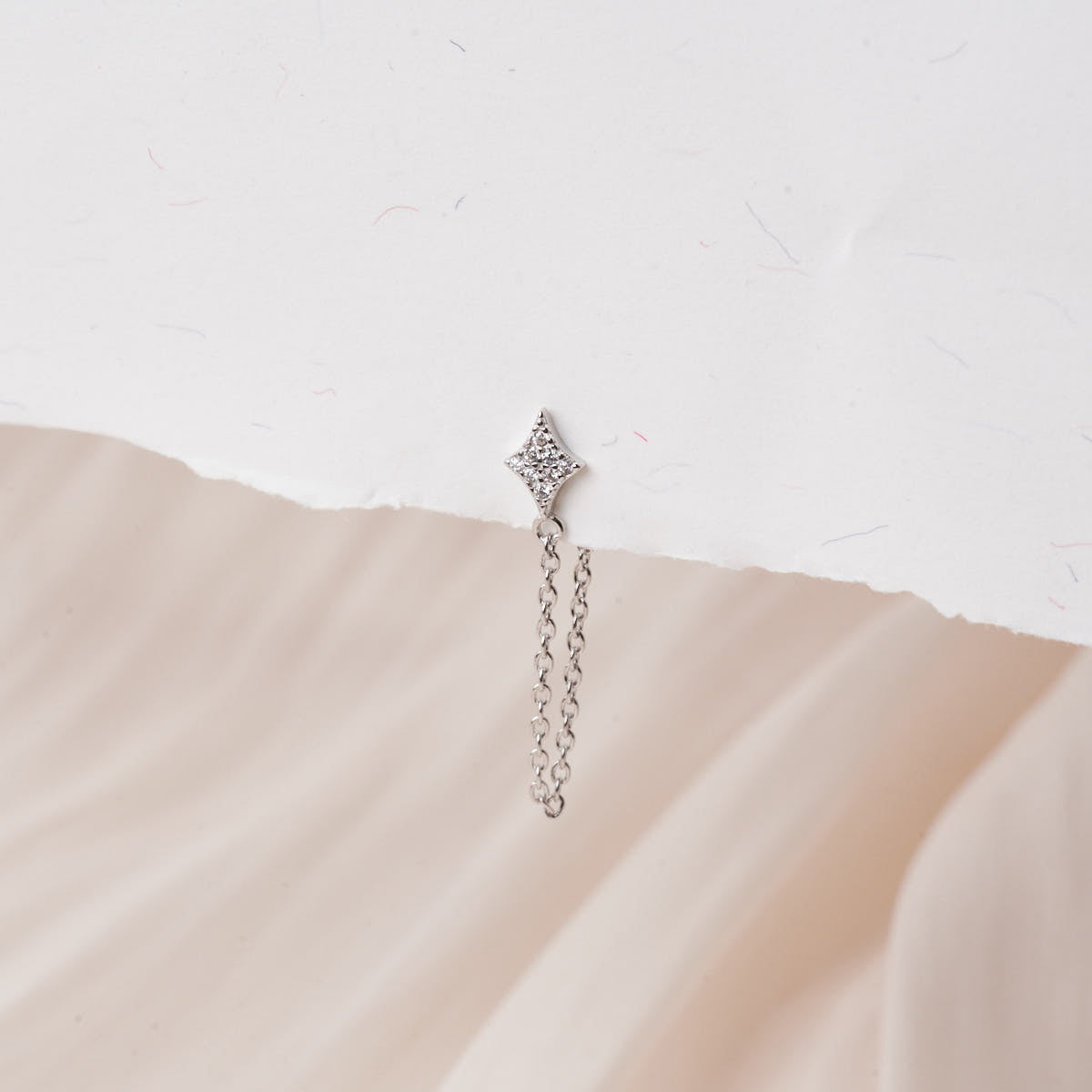 Starburst Chain Stud Earrings In Silver