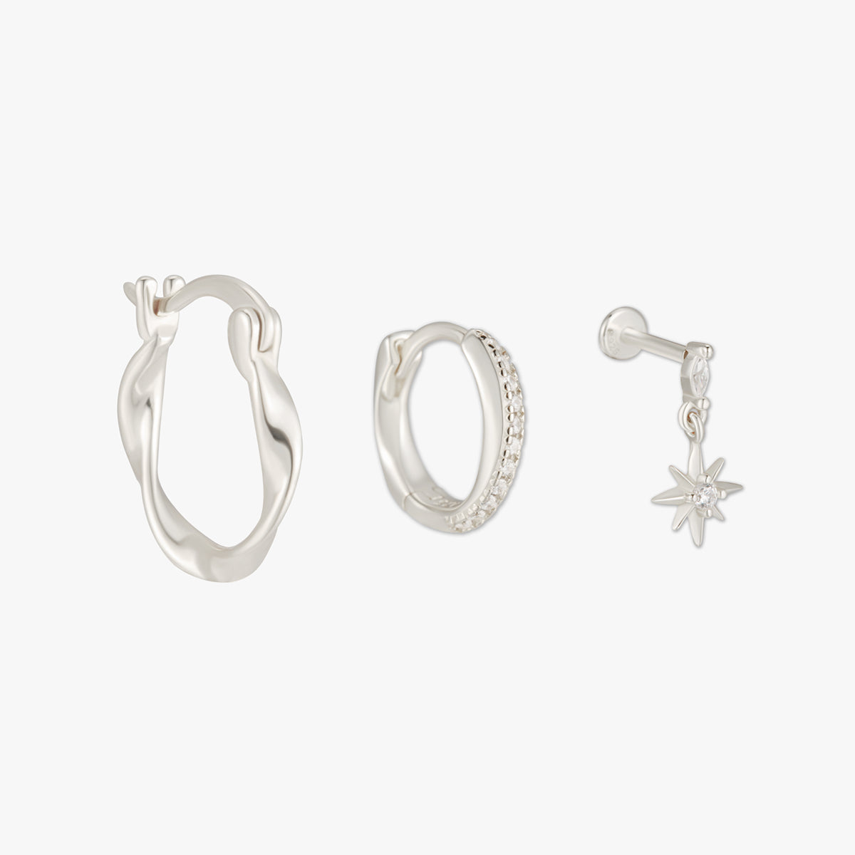 Starburst Dangle Set In Silver