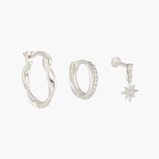Starburst Dangle Set In Silver