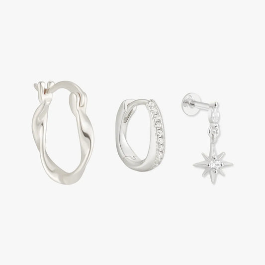 Starburst Dangle Set In Silver