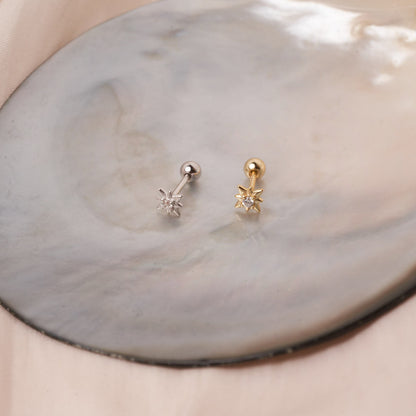 Starburst Helix Barbell Stud In Gold