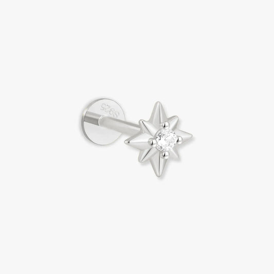 Starburst Helix Flat Back Stud in Silver