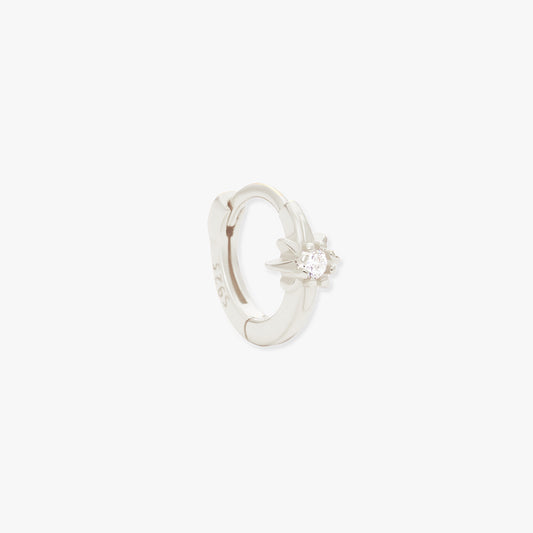 Starburst Helix Hoop In Silver